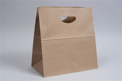 Bolsa de papel kraft con asa troquelada